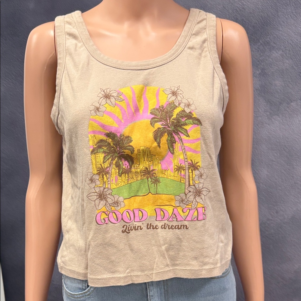 Vibe Tan Graphic Tank Top
